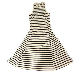 Alexander Wang Dress Sleeveless Striped Ribbed Knit‎ A Line Cream Black Small